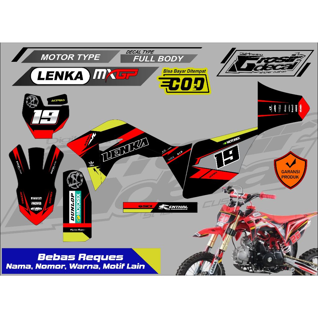 Decal Sticker Stiker Mini trail Lenka 50cc / 110cc Full Body Free Custom