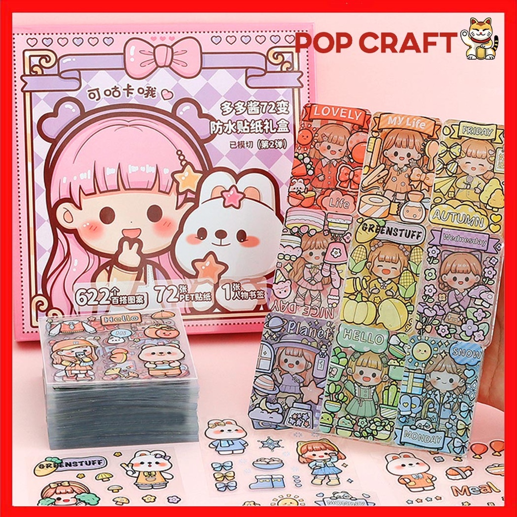 

PC Stiker Box isi 72 Lembar Viral Bening Anti Air Edisi Dodosister Stiker Mainan Tempel DIY TLD91