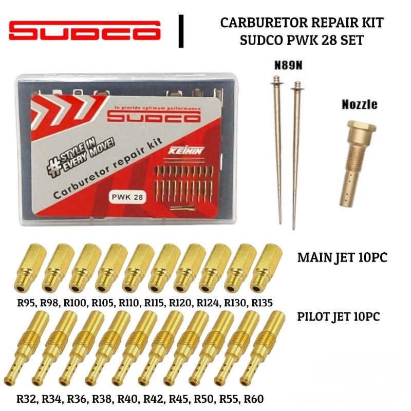 SUDCO Pilotjet Mainjet Keihin PJ MJ Pilot jet Main jet Carburetor Carburator Karbulator Karbu PWK 24