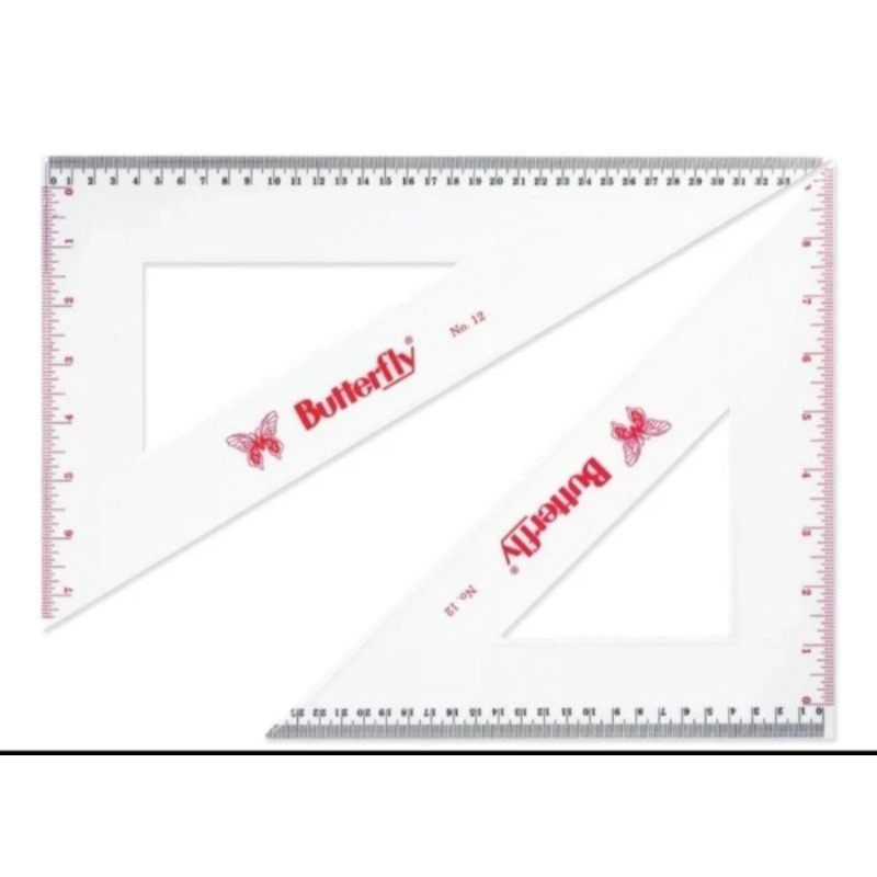 

penggaris plastik segitiga butterfly no.8 set 2 pcs triangle ruller