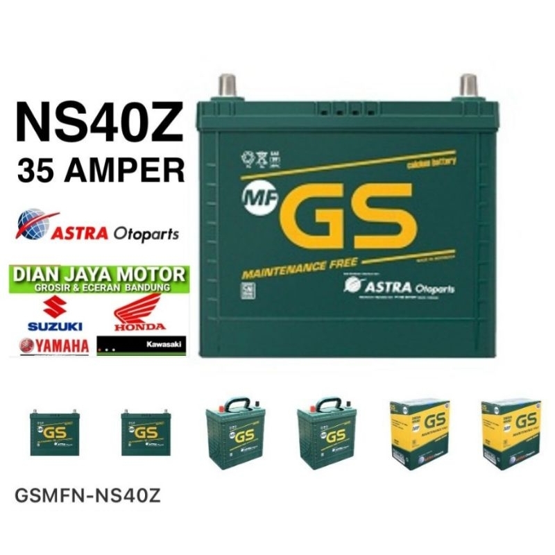 Aki mobil kering GS ASTRA MF NS40Z 35 amper GS ASTRA original Mitsubishi ss Suzuki Futura Avanza APV