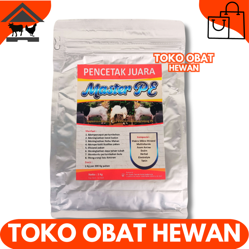 PREMIX KAMBING MASTER PE 1KG - Premix Kambing Pemacu Pertumbuhan Penggemukan & Pelebat Bulu Kambing