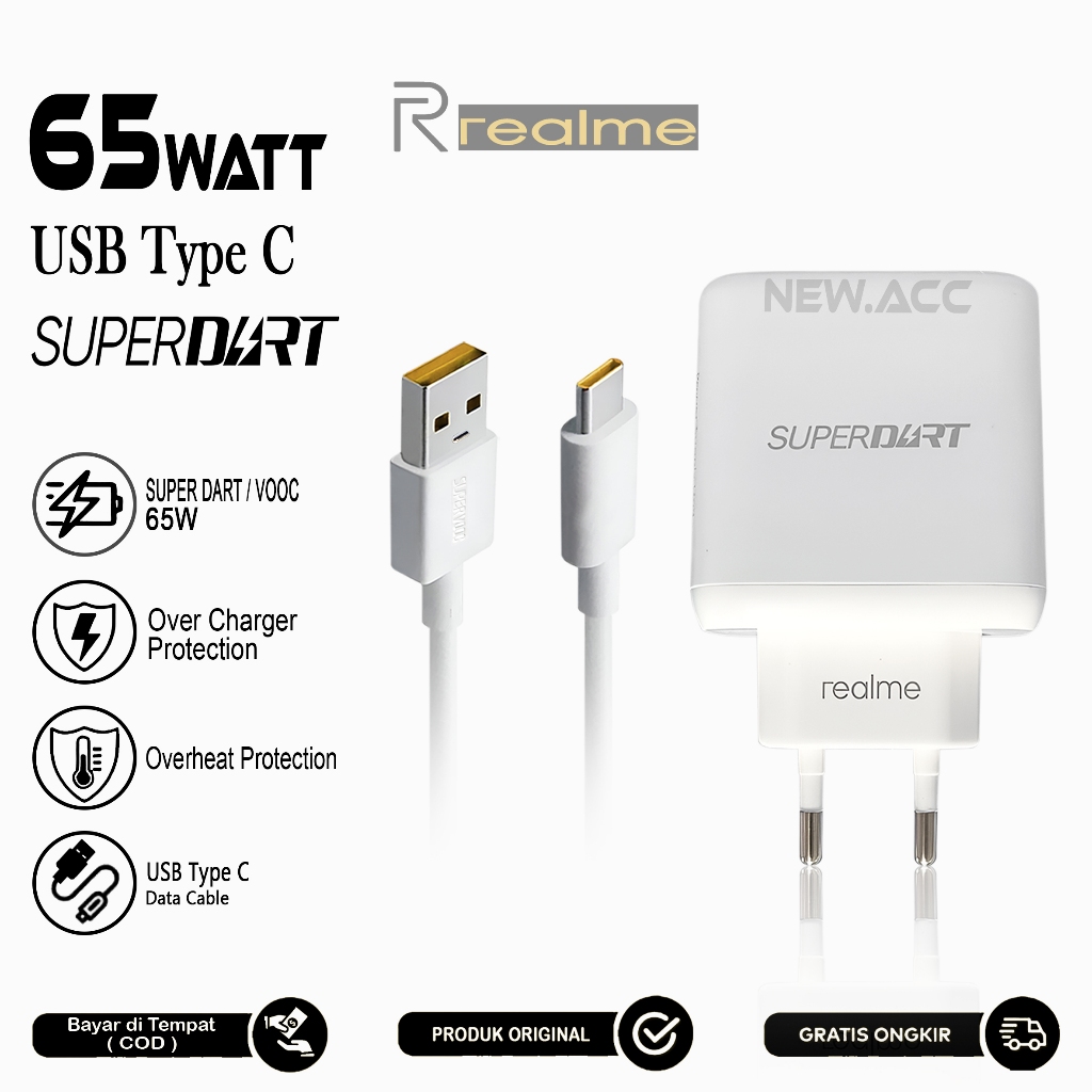 Charger Realme 7 Pro 8 Pro Super Dart 65 Watt USB Type C