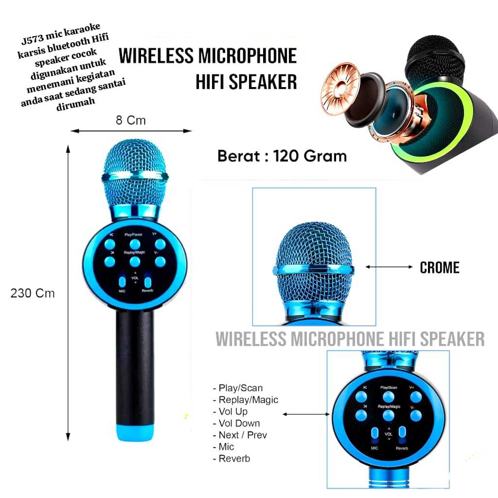 J573 MIC KARAOKE KARSIS BLUEOTHOOT MIK BLUETOOTH MIX BLUETUT BLUTUT WIRELLESS HIFI SPEAKER PORTABLE