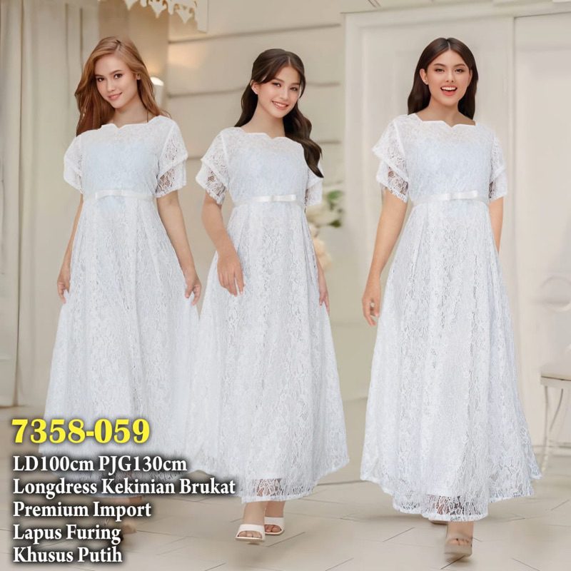 long dress pesta putih premium 7358