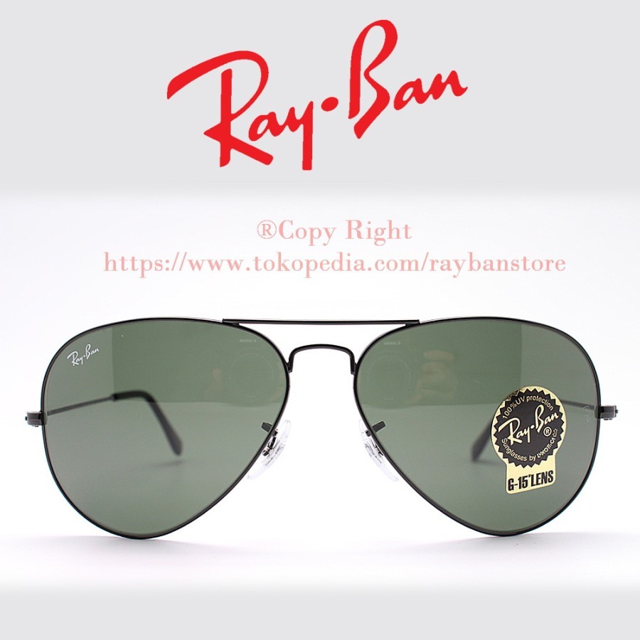 KACAMATA RAYBAN AVIATOR RB 3025 58 BLACK LENS GREEN ORIGINAL