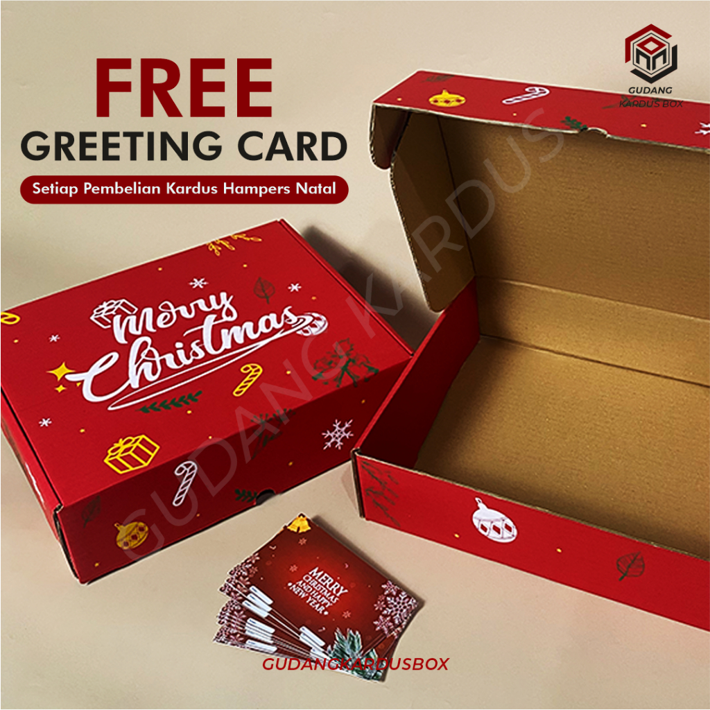 

Kardus Box Natal free card Uk. 30 x 25 x 8 cm - Box Spesial Merry Christmas - Box Hampers - Box Kado - Box Gift (boxkado/hampers/harinatal/merrychristmas/boxmurah/kadomurah)