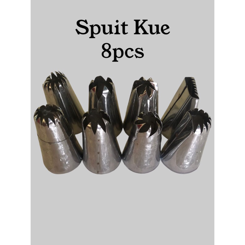 SPUIT KUE TAR JUMBO ISI 8 PCS / SPUIT KUE CUROS STAINLESS ANTI KARAT