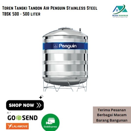 Toren Tangki Tandon Air Penguin Stainless Steel TBSK 500 - 500 liter