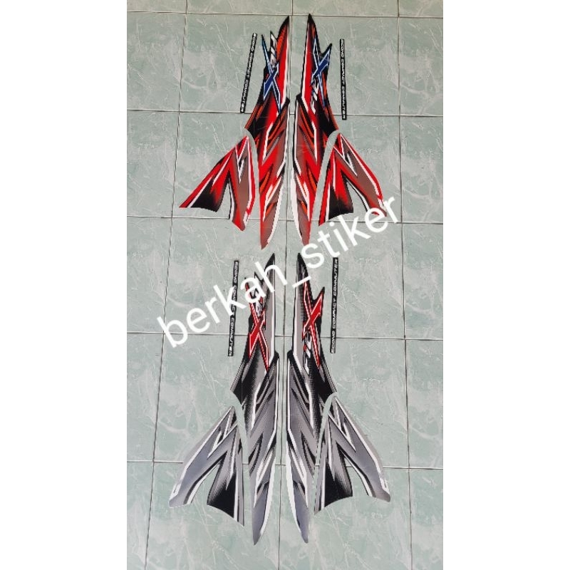 stiker striping honda supra Fit X tahun 2008/striping supra Fit X warna merah/hitam