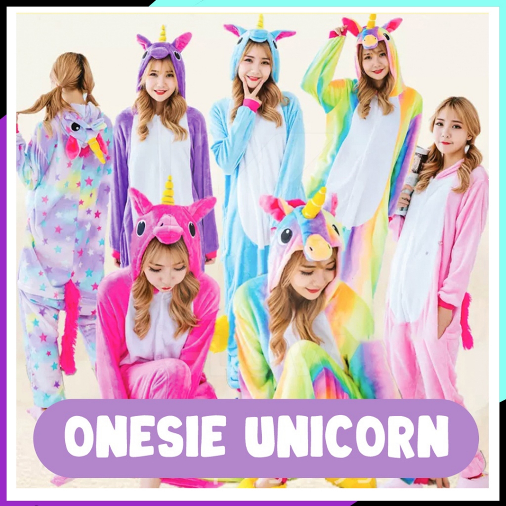 BAJU KOSTUM ONESIE KIGURUMI PIYAMA UNICORN DEWASA KARAKTER
