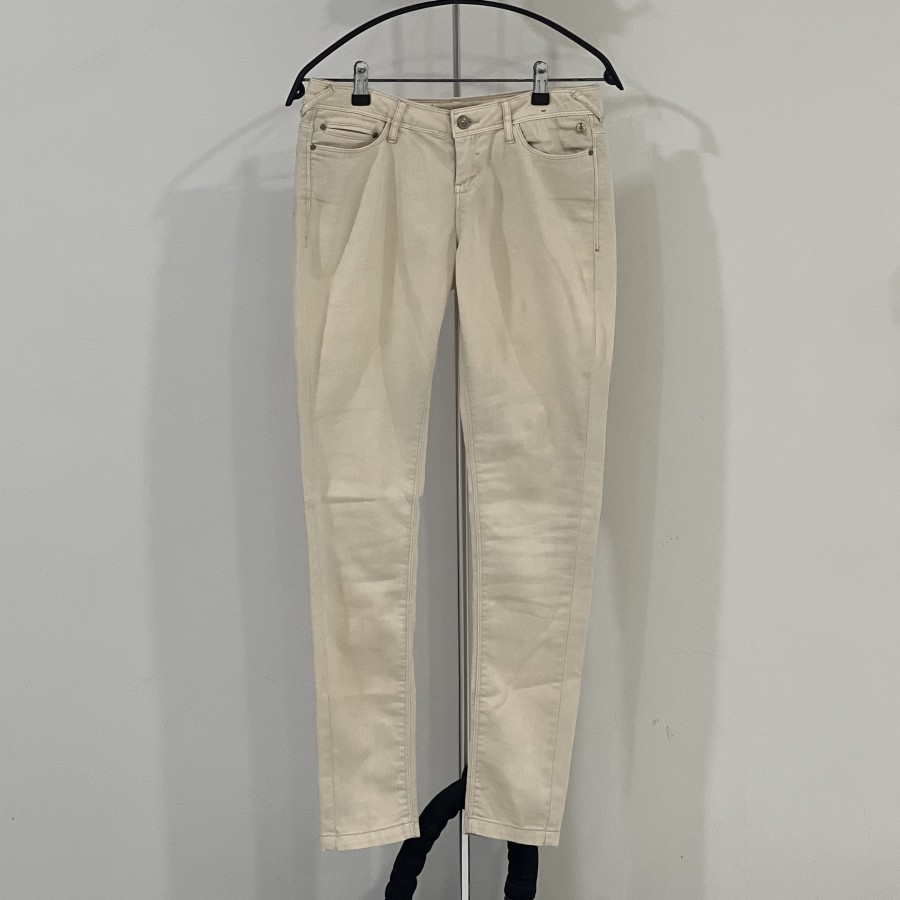 Bershka Women’s Cream Super Skinny Low Waist Jeans