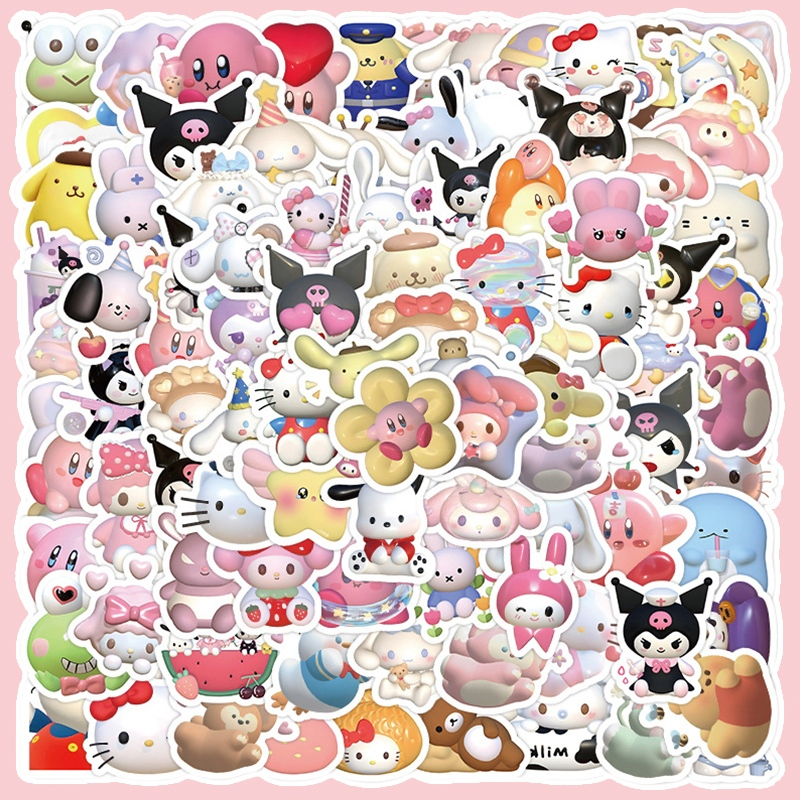 

Eeghrerr Stiker Sanrio Stiker Kartun 3D Stiker Kartun Lucu Stiker Tahan Air Cangkir Air