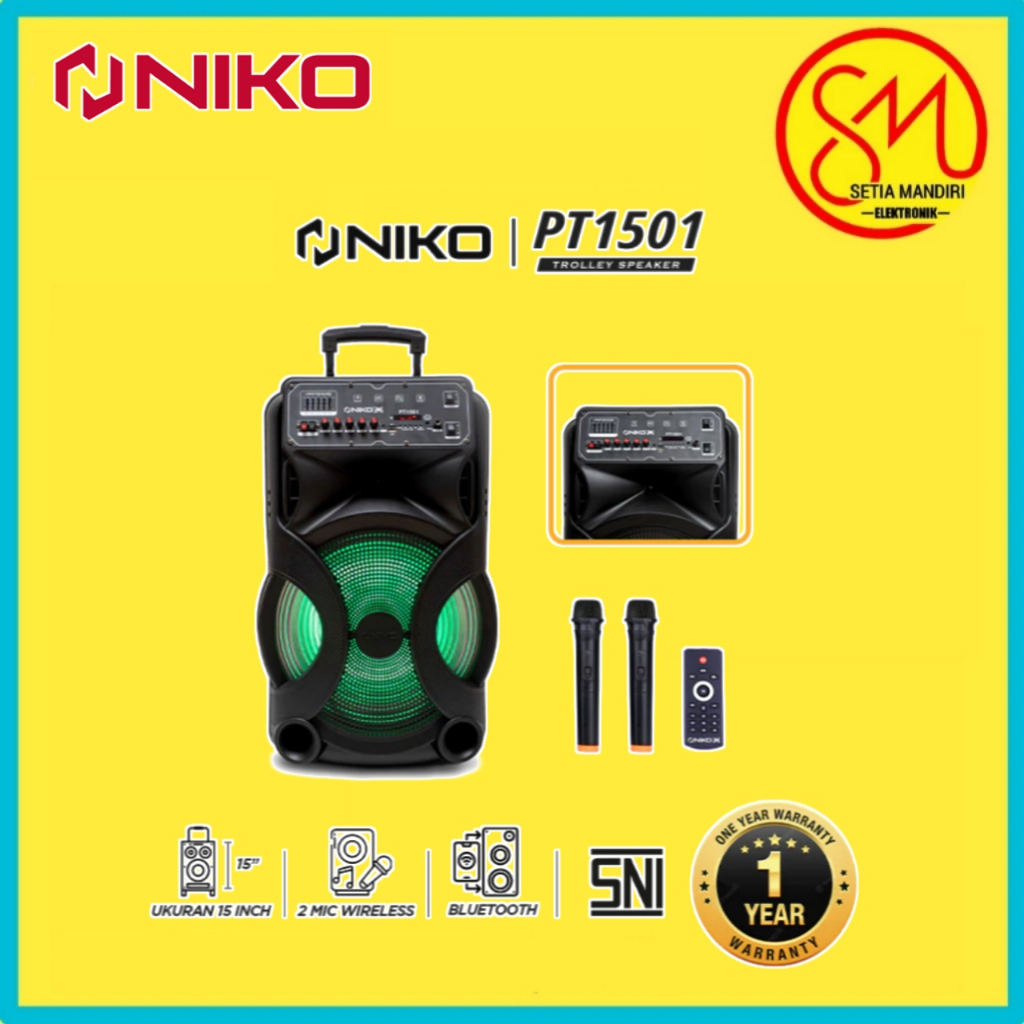 Trolley Speaker NIKO PT 1501 / PT 1502 / PT 1503 GARANSI RESMI