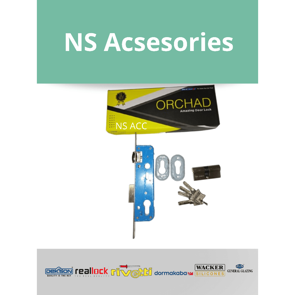 Kunci pelor pintu Aluminium Double 1 set komplit/Body kunci pelor