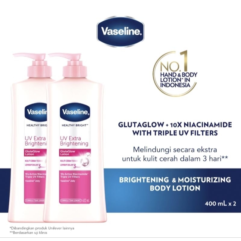 2 pcs Vaseline Gluta glow losion/Body lotion Vaseline gluta glow