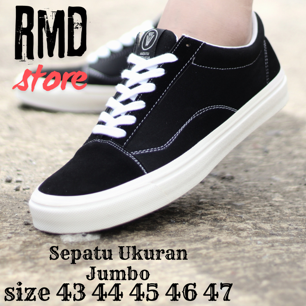 Black Hidden | Sepatu Ukuran 44 45 46 47 Sneakers Ukuran Jumbo | Sepatu Sekolah Ukuran Besar |