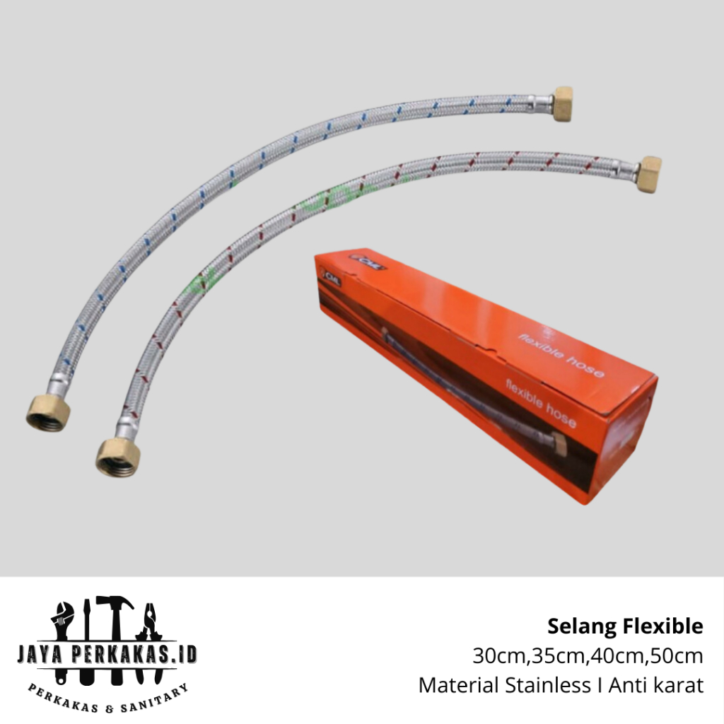 SELANG FLEXIBLE ANYAM 30CM-50CM CAMEL / SELANG FLEXIBLE WASTAFEL DRAT KUNINGAN