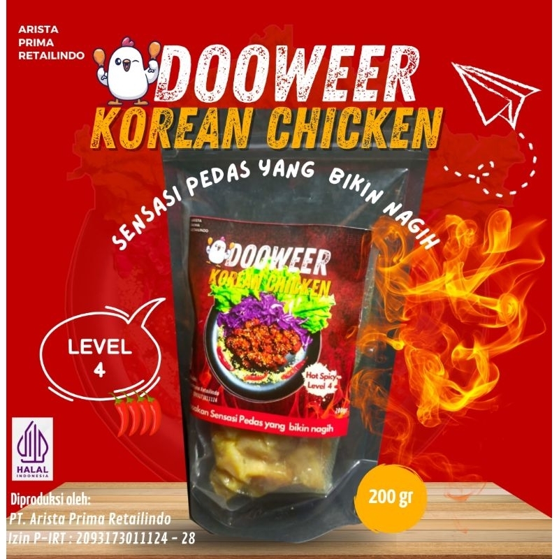 

Dooweer Korean Spicy Chicken Varian RASA PEDAS LEVEL.4/Ayam Bumbu Korea RASA PEDAS LEVEL.4/Lauk Cepat Saji