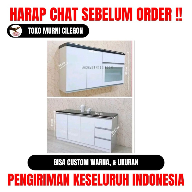 Kitchen Set Atas Bawah 4 Pintu White Lapis Hpl - free ongkir cilegon serang kota