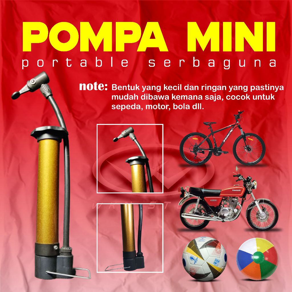 Pompa Portable Mini - Pompa Ban Sepeda Motor dan Bola