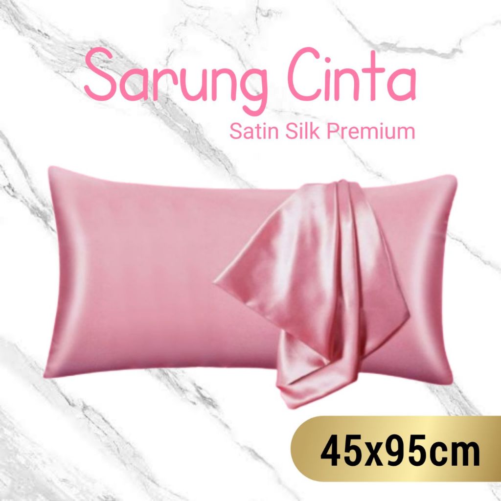 SARUNG BANTAL CINTA SATIN SILK TEBAL MOTIF POLOS PILLOW CASE MAXMARA PREMIUM