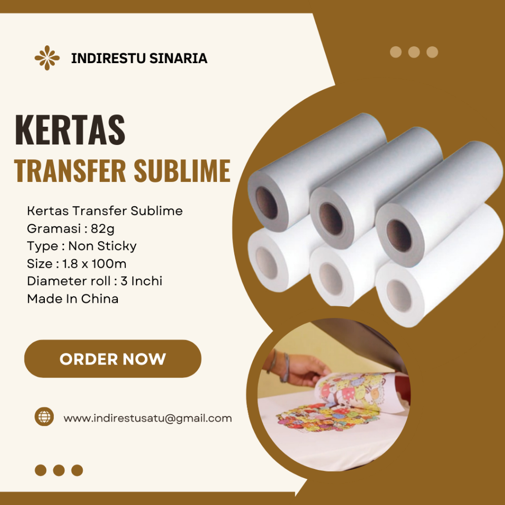 

Kertas Sublim Cepat Kering Ukuran 82 G 1.8m x 100m Non Stick