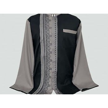 Atasan Muslim Pria Jumbo Baju Koko Big Size Lengan Panjang Rafa Hitam Size XXL XXXL XXXXL XXXXXL - K