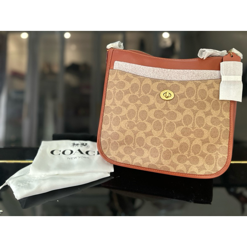 Coach chaise sign saddle/taupe/pink woman bag