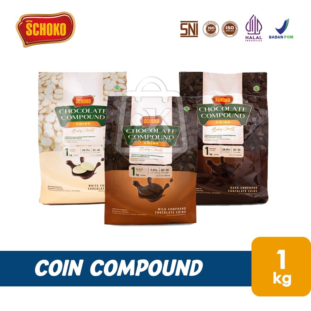 

Coklat Schoko KOIN Dark / White / Milk Compound Chocolate COIN Cokelat (Asli 1 Kg)