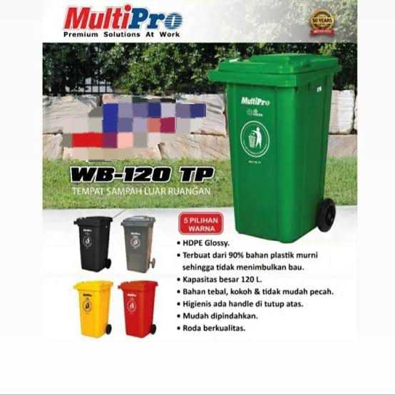 MultiPro Tempat Sampah Besar Roda/ Tong Sampah Besar 120L Keranjang Sampah Dust Bin
