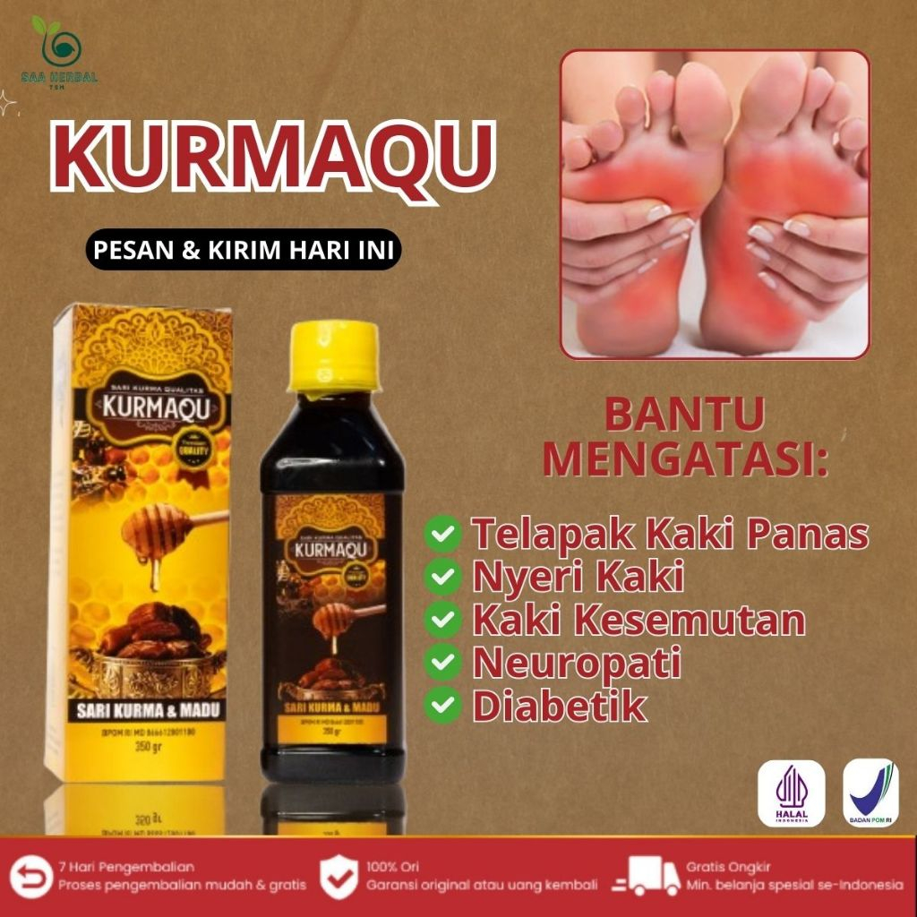Obat Untuk Telapak Kaki Panas, Nyeri Tumit, Kebas Kesemutan, Neuropati Diabetik Dengan Kurmaqu Madu 