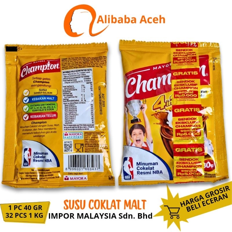 

Energen Champion 4in1 Mayora Champion Susu Cokelat Malt Impor Malaysia 30gr