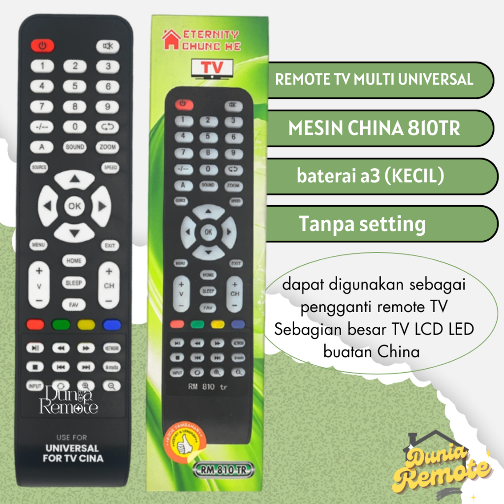 Remot Remote TV LED CHINA Multi Universal 810 LCD LED Tanpa setting