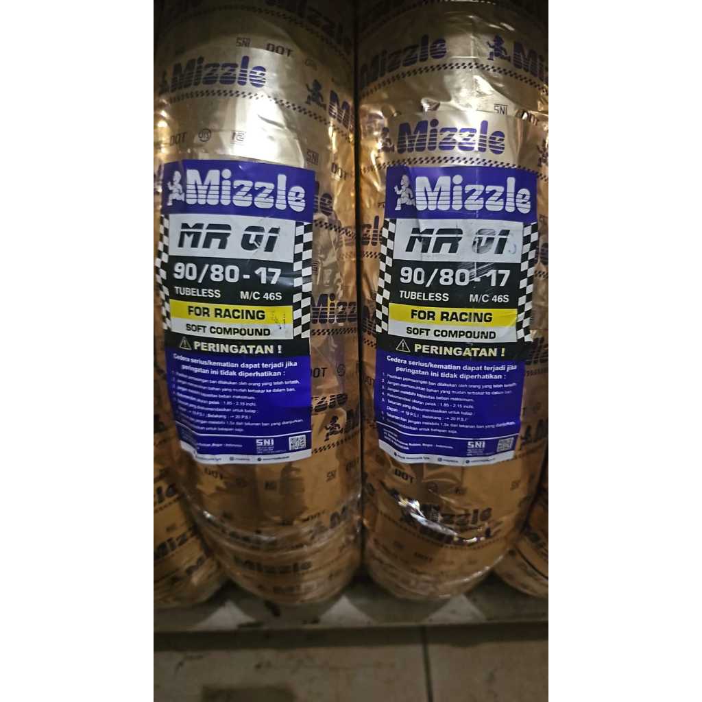 Paket  Ban mizzle tubeless 90/80-17 dan 90/80-17 mr01 mr 01 Soft Compound Racing (2 ban)
