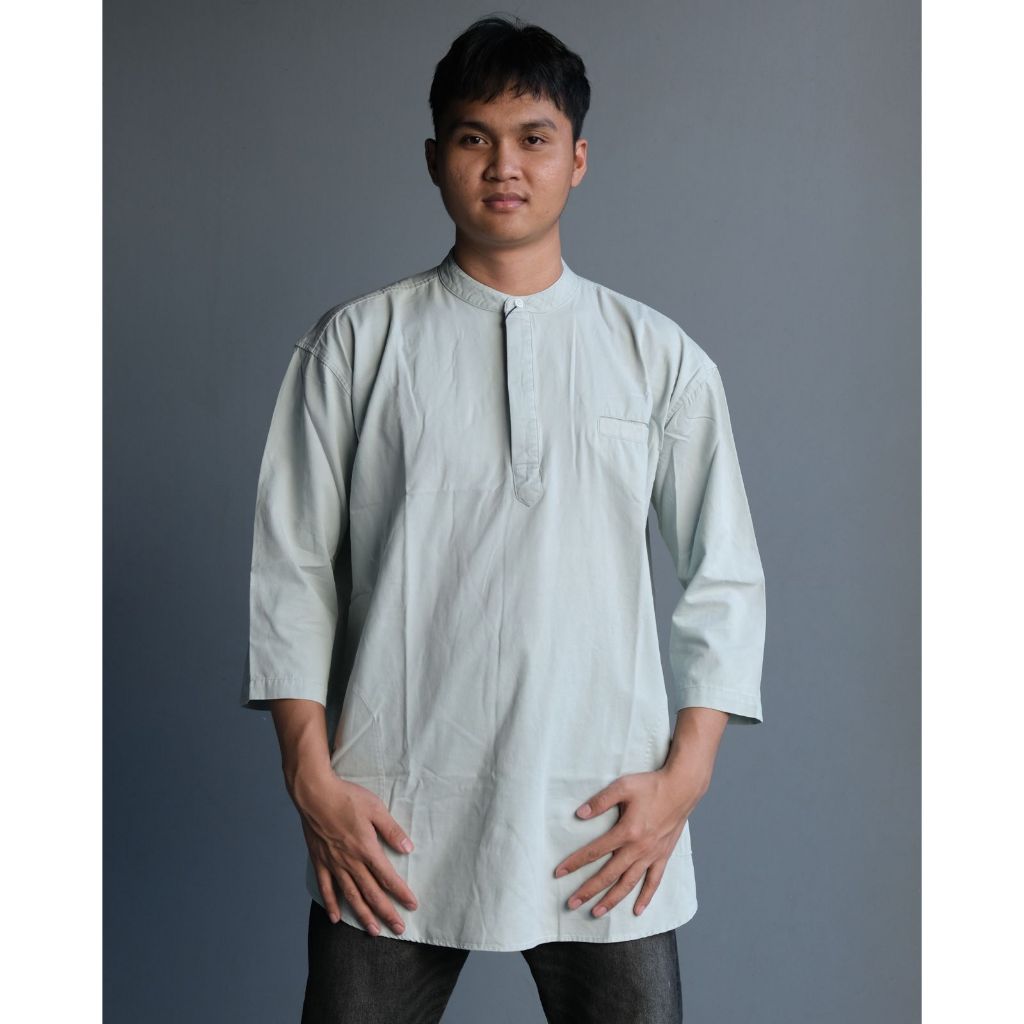 OSG - Baju Kurta Twill Washing Pria Premium | Kemeja Koko  Dewasa (Hijau Mint)
