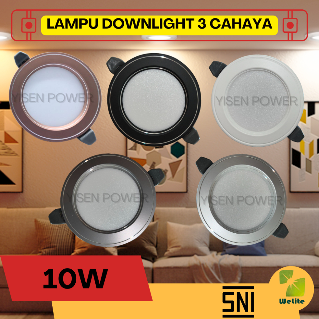 Lampu 3 Cahaya dalam 1 Lampu Downlight LED Plafon 5 Watt Garansi
