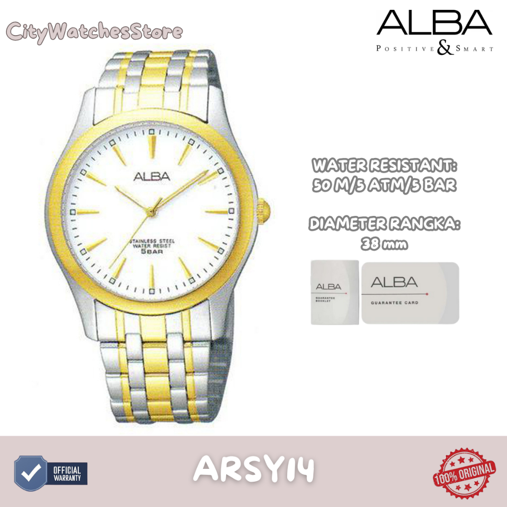10.10  SALE | Jam Tangan Pria Analog Original Alba Tali Rantai Stainless Steel Anti Air Anti Karat O