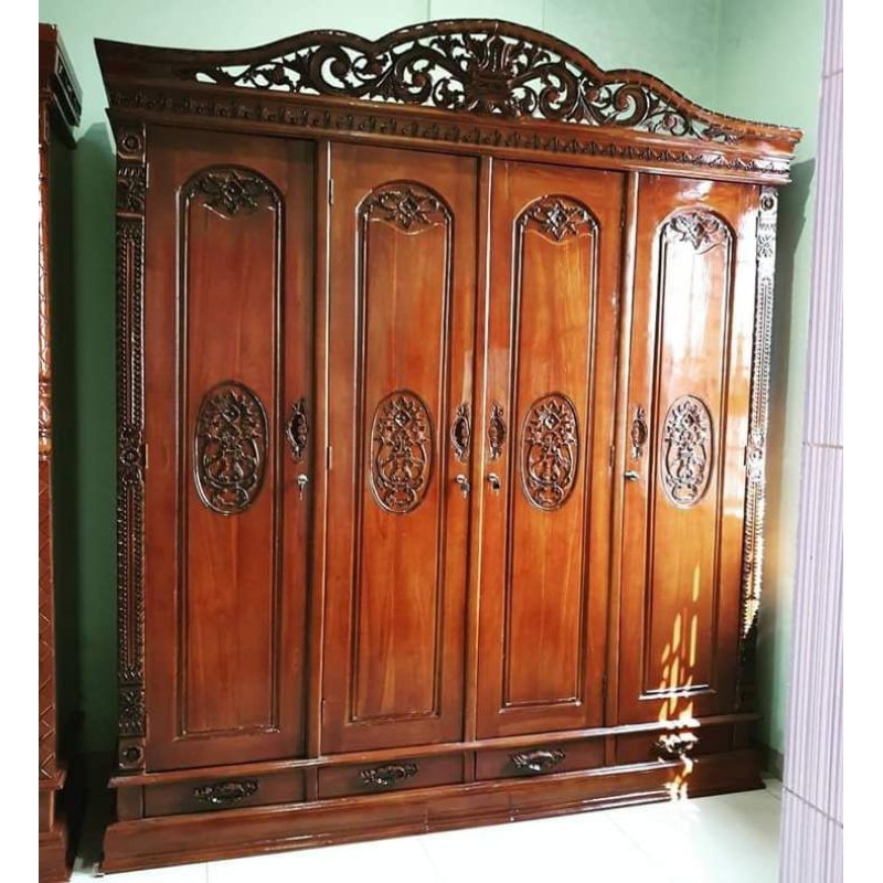 Lemari pakaian pintu 4 /lemari kayu jati/lemari ukiran jepara