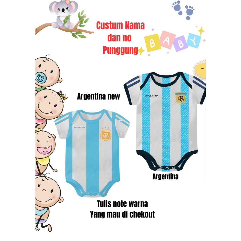 Jumper Bayi Klub Bola Argentina Piala Dunia / Jersey Club Bola Baby / Baju Bayi / Kaos Bayi