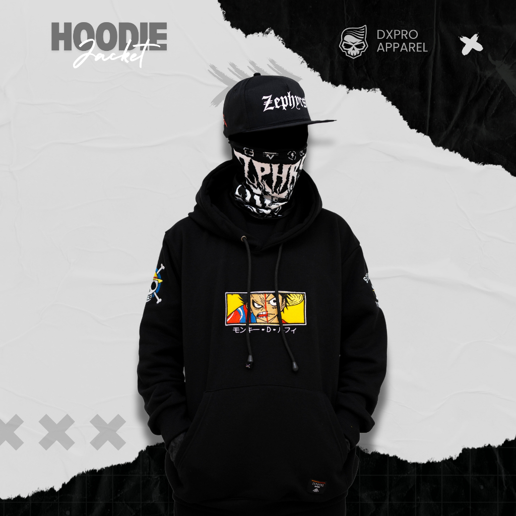 Hoodie ANIME One piece Monkey D. Luffy Bordir