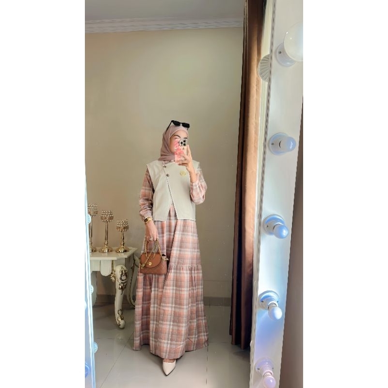 Gamis 2 in 1 Keyzaa Set Gamis Rompi Outfit Wanita