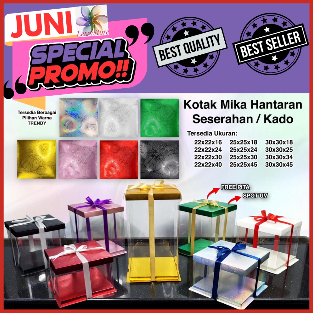 

Cake Box Mika Dus Kue Kotak Kue Transparant 26x26 cm bisa untuk 25 cm