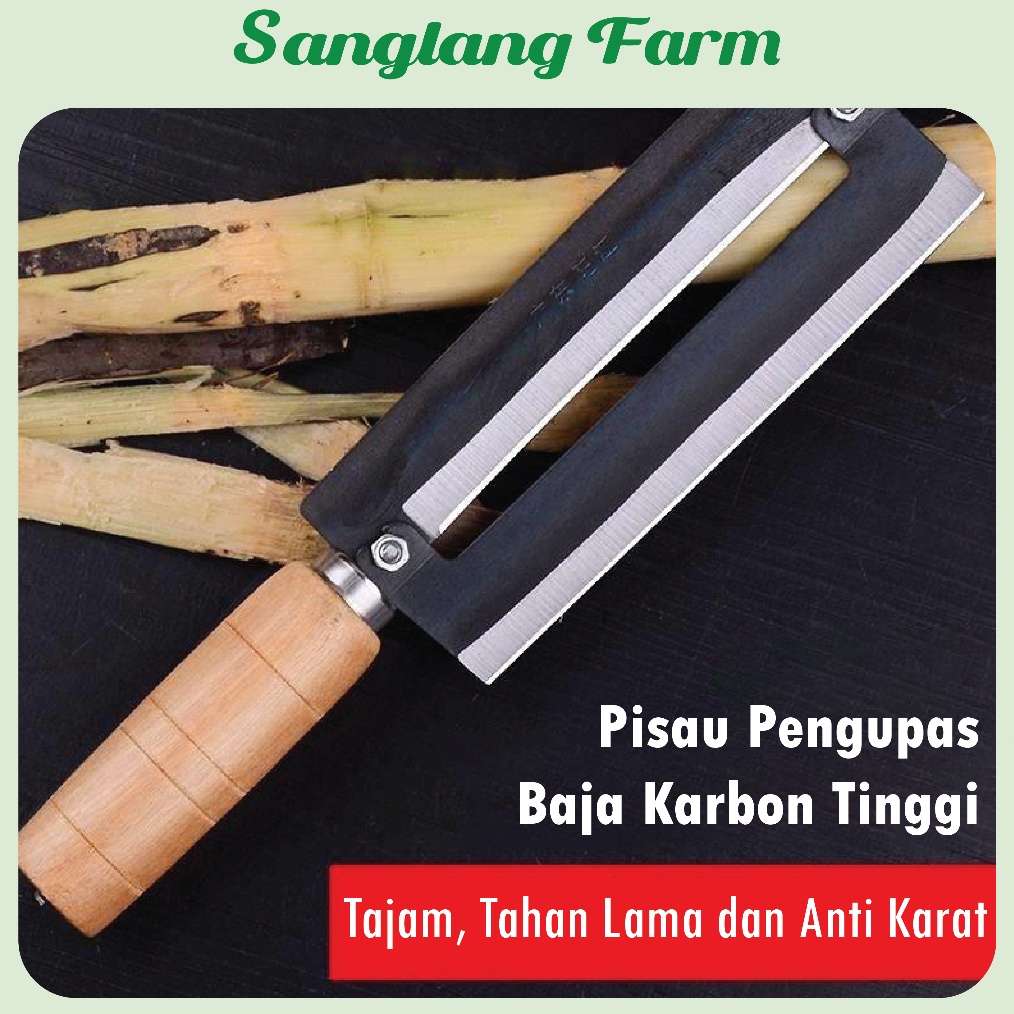 Pisau Kupas Kulit Nanas Tebu Pemotong Keripik Tempe Pisau 2 Tingkat Tajam Baja Karbon