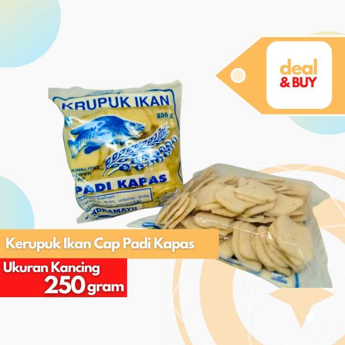 

Kerupuk Ikan Kancing (Ukuran Kecil) Cap Padi Kapas 250gr