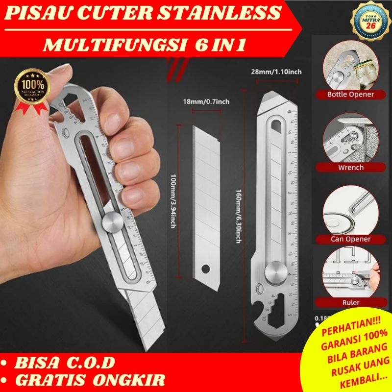 

9in1 Pisau Kater Cutter Cuter Besar Stainless Steel Pembuka Tutup Botol Multifungsi Pemotong Kertas Serbaguna Atk Alat Tulis Kantor