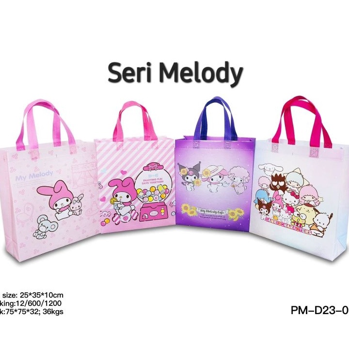 

LUSINAN 12pcs Goodie bag Spunbond LAMINASI KARAKTER 25x35x1 tas hampers tas spunbond