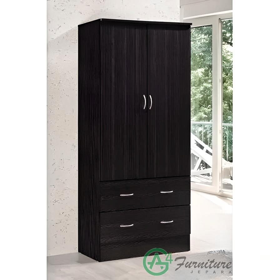 Lemari Pakaian Kecil Minimalis 2 Pintu - Kayu Mahoni