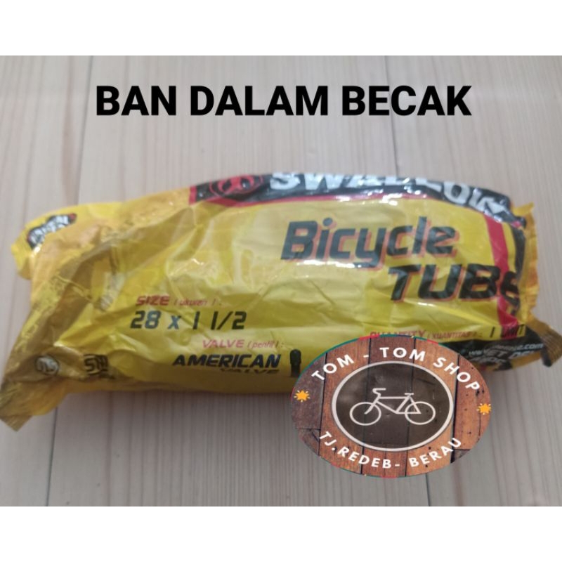 ban dalam becak sepeda ontel uk  28x11/2 pentil motor