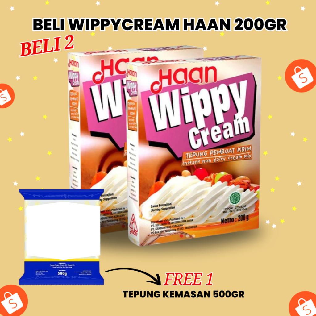 

Bonus Tepung 500gr Setiap Pembelian 2 bh wippycream haan 200gr